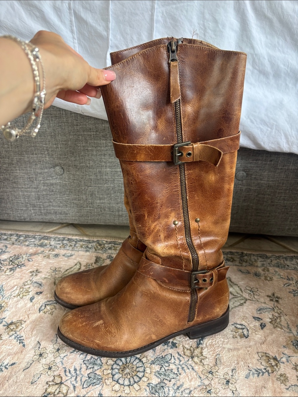 Classic Brown Leather Mid-Calf Riding Boots Made in Brazil
